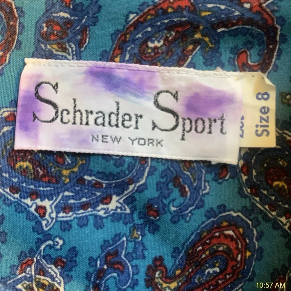 Vintage Schrader Sport Paisley Dress ILGWU Union Made‎ Blue Old $ Romantic